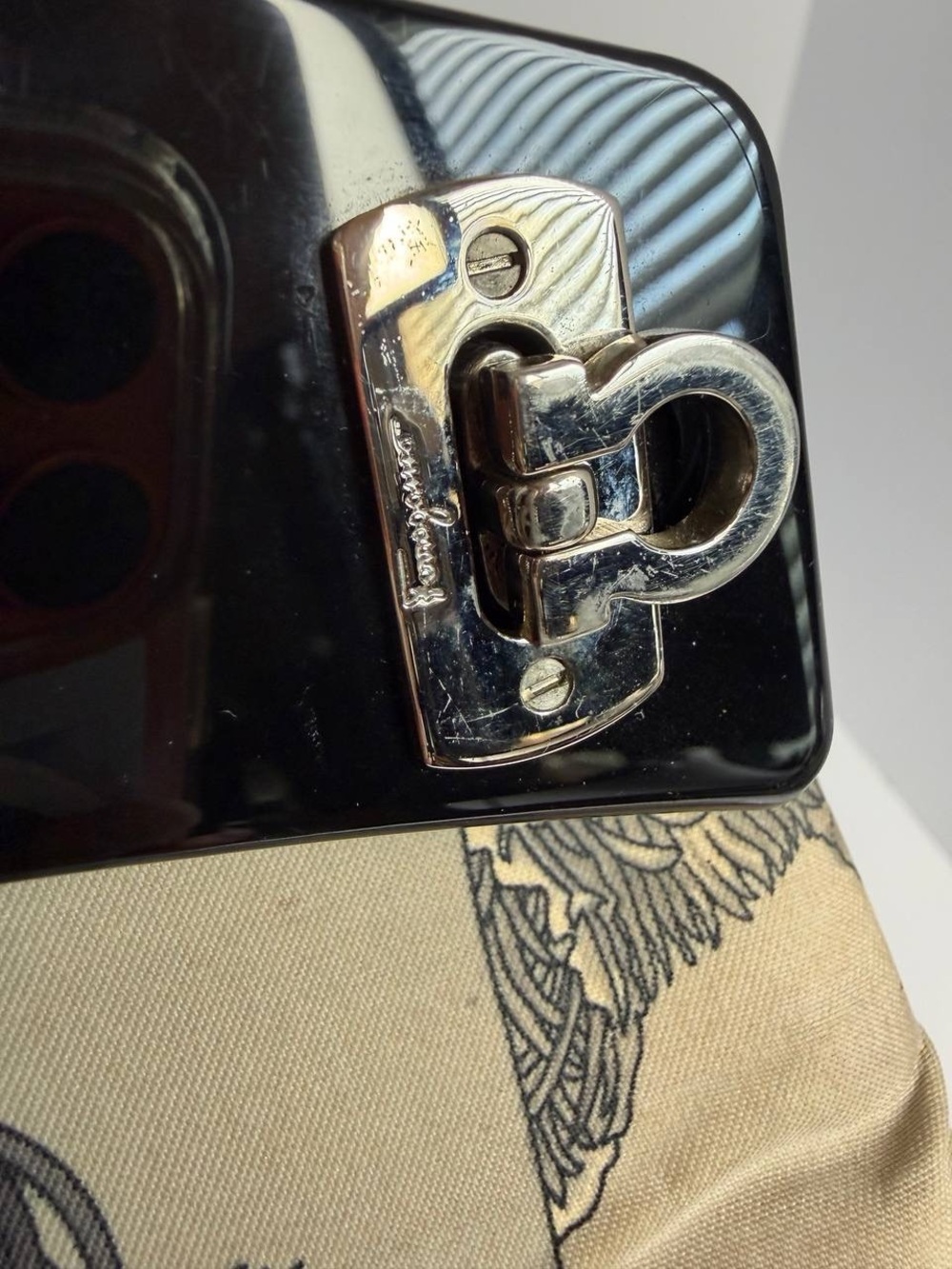 Salvatore Ferragamo Convertible Archival Scarf-Print Canvas Top Handle Bag - Picture 6 of 15
